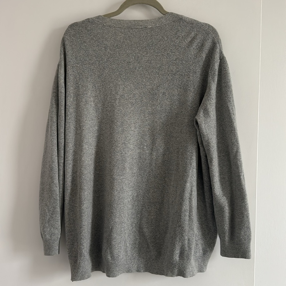 ZARA Maternity Grey V-Neck Wool Blend Knit Sweater Relaxed Fit - Picture 6 of 7